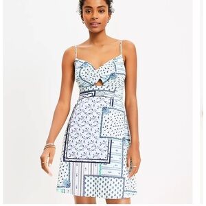 LOFT Patchwork Twist Cutout  Dress, Size 14, NWT